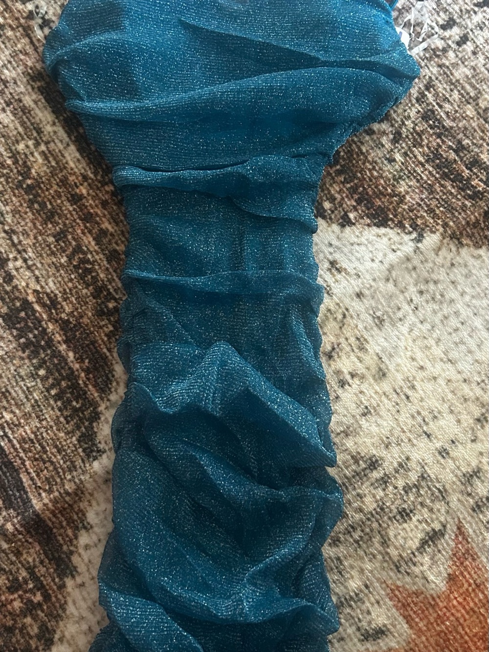 Inspired Hearts Teal Sparkle Ruffle Dress